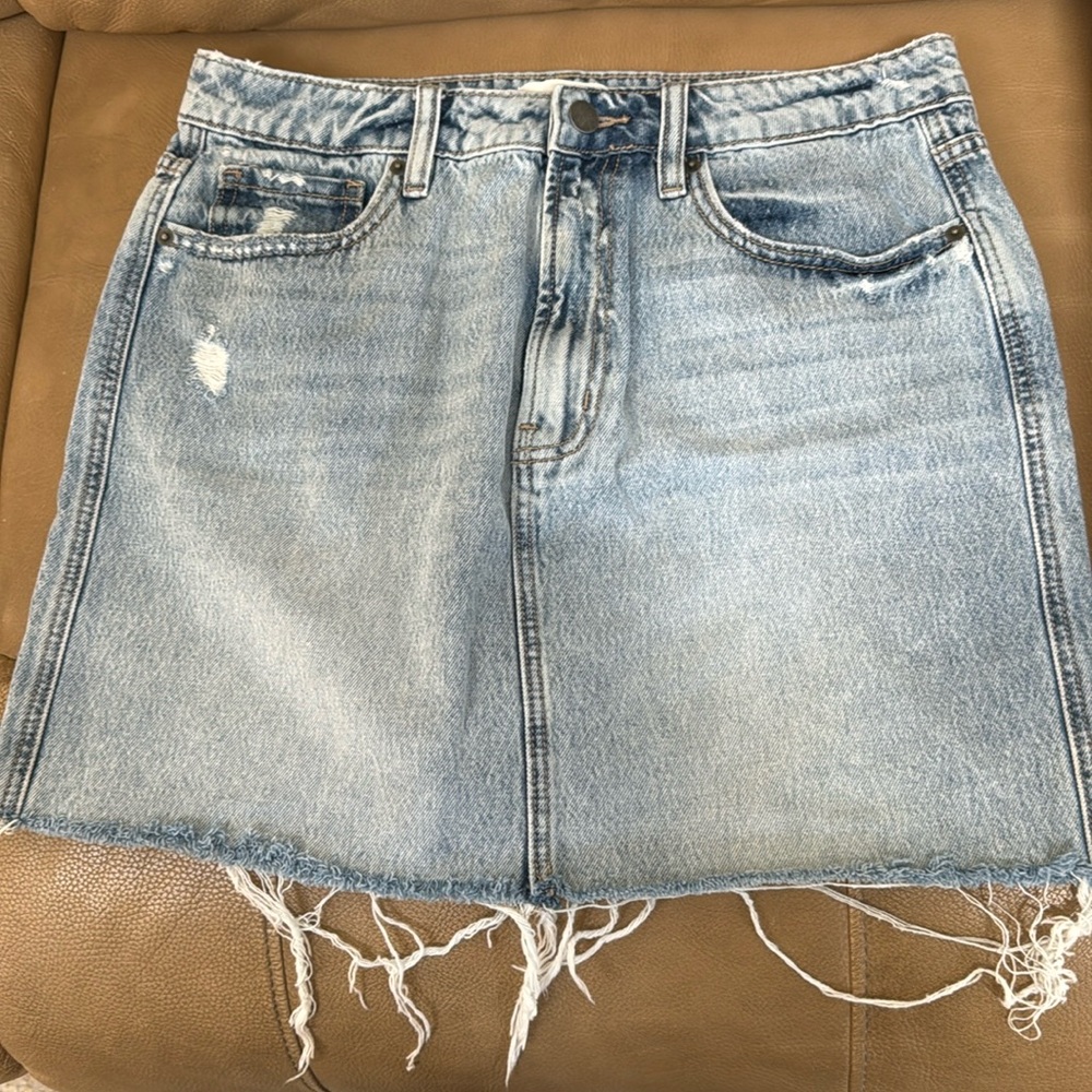 Denim Mini Skirt. Distressed. Size large